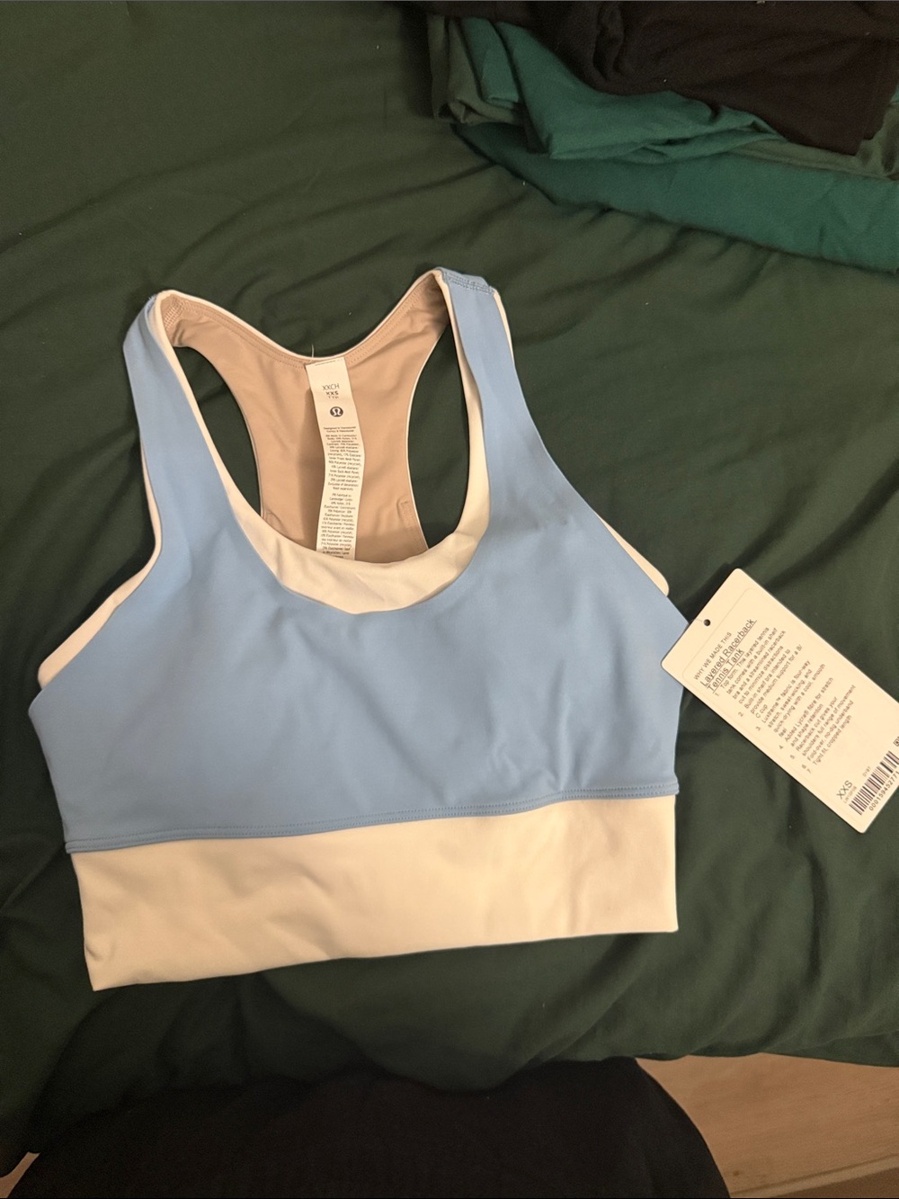 Lululemon blue and white racer back tennis tank